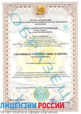 Образец сертификата соответствия аудитора №ST.RU.EXP.00014299-1 Чебоксары Сертификат ISO 14001